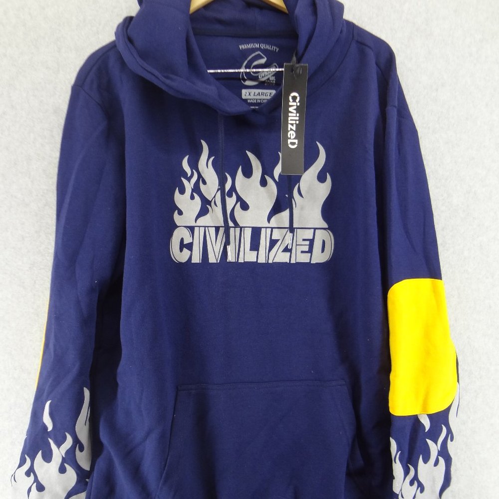 NWT, Civilized hooded sweatshirts with grey flames